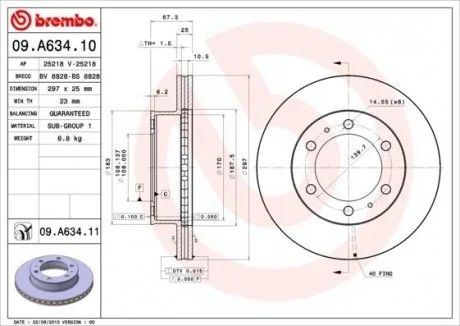 Диск тормозной BREMBO 09.A634.10