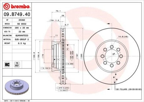 Гальмівний диск BREMBO 09.B749.40