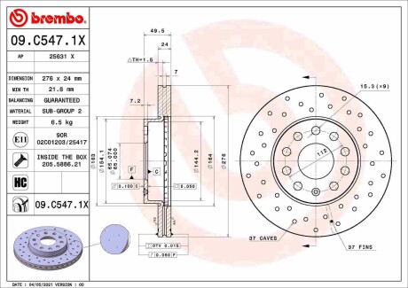 Гальмівний диск BREMBO 09C5471X