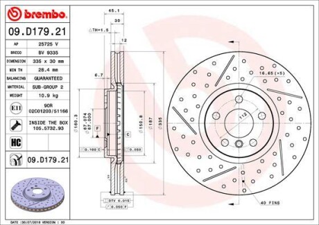 Гальмівний диск BREMBO 09.D179.21 (фото 1)