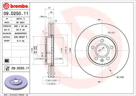 Гальмівний диск BREMBO 09.D250.11