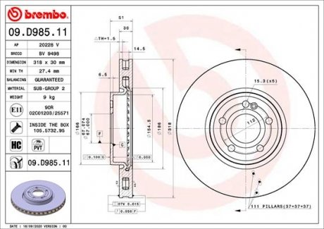 Гальмівний диск BREMBO 09.D985.11