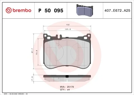 Гальмівні колодки дискові BREMBO P50 095