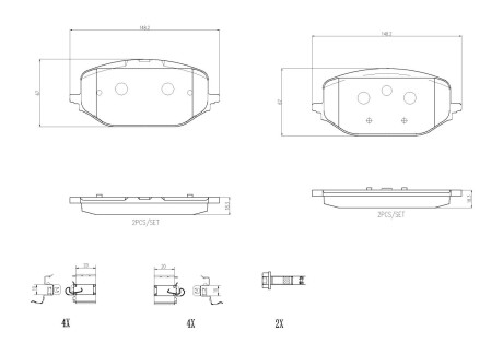 Гальмівні колодки дискові BREMBO P61 142 (фото 1)