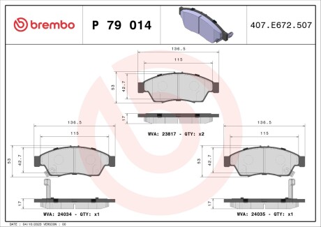 Гальмівні колодки дискові BREMBO P79 014