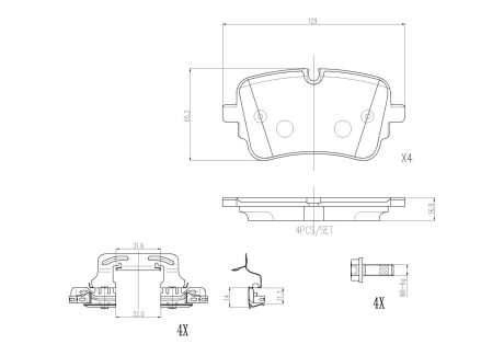 Гальмівні колодки дискові BREMBO P85 190 (фото 1)