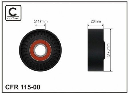 Ролик ремня поликлинового BMW E65 735/740 01- CAFFARO 115-00 (фото 1)