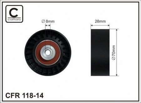 Натяжитель поликлинового ремня Skoda Felecia 1.9D 95-02 / VW Polo 1.7SDI-1.9SDI 97-01 CAFFARO 118-14 (фото 1)