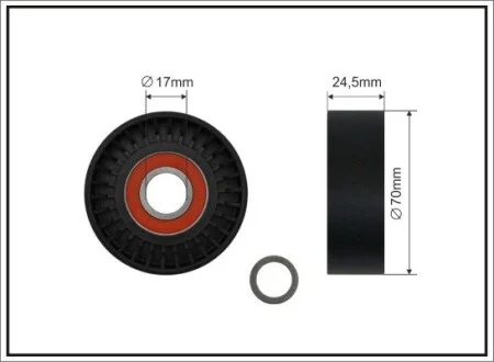 Ролик до натягувача приводного ременя Volvo C70 / S40 / S60 / S70 / S80 / V70 / XC90 2.0 / 2.4 / 00- CAFFARO 16-90
