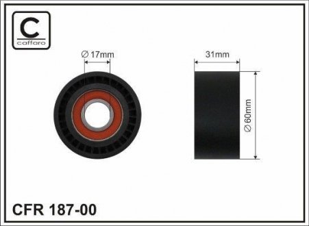Ролик натяжной ремня поликлинового Nissan / Renault 2.2dCi-2.5dCi 09.00- CAFFARO 187-00 (фото 1)