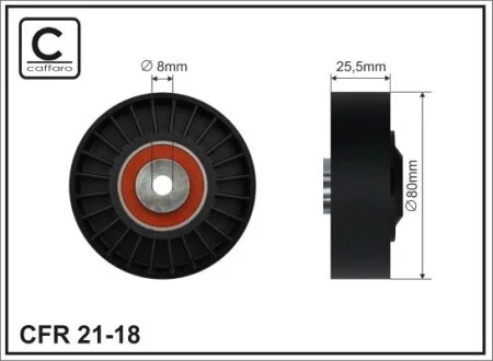 Натяжний ролик ременя124,201 M102 (гладкий) CAFFARO 21-18