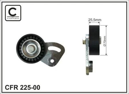Ролик натяжной с планкой 70X25.5 BMW 3 (E36), 5 (E39), 7 (E38) 1.7D / 2.5D 01.95-05.04 CAFFARO 225-00 (фото 1)