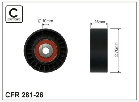 Ролик направляючийFord Mondeo IV, S-MAX, GALAXY 2.2 TDCi 03.08- CAFFARO 281-26