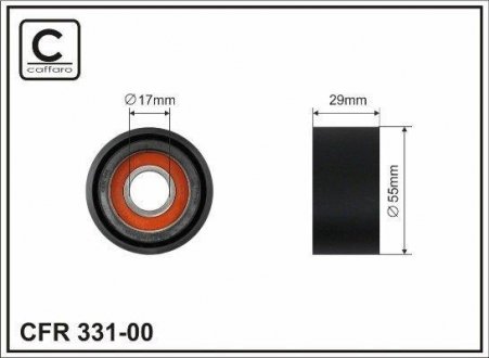 Ролик к натяжителя ремня BMW 1 (E81, E82 / E87 / E88), 3 (E90 / E91 / E92 / E93), 5 (E60 / E61), 7 (F01, F02), X3 (E83) 2.0D /3.0D 09.04- CAFFARO 331-00 (фото 1)