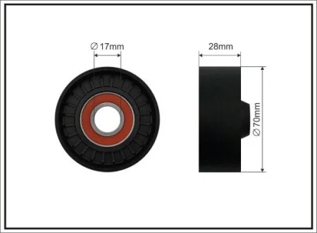 70x17x28 Ролик паска приводного Toyota Avensis sedan (T25) 03 - 08 CAFFARO 339-00
