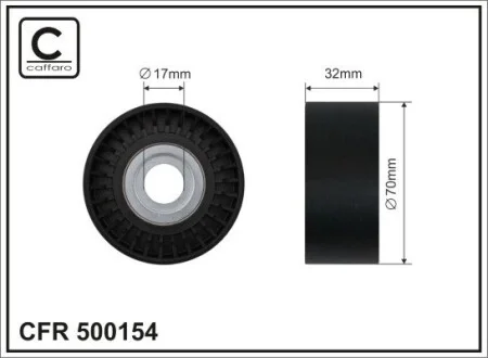 70x17x31 metal Ролик BMW 5 (F10), 7 (F01, F02, F03, F04), X3 (F25) 2.5/3.0 06.08- CAFFARO 500154