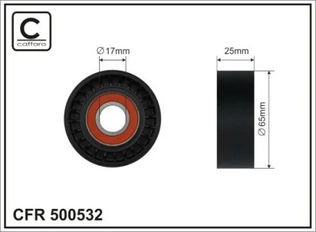 65x17x25 Ролик паска приводного Citroen/Peugeot 1.6HDi, 14- CAFFARO 500532