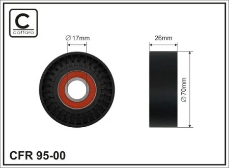 Ролик натяжной Chevrolet 300C 5.7, 6.1 05-Pacifica 4.0 07-08, Sebring 3.5 07-10, Voyager 01-, JEEP Grand Cherokee III 5.7, 6.1 05-10, Wrangler 3.8 07-11 DODGE CAFFARO 95-00 (фото 1)