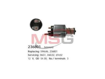 Втягивающее реле Valeo D6G1, 32, D7E52 FIAT / OPEL Doblo 1.3 CARGO 236801