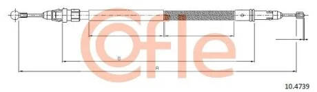 Трос ручного тормоза зад. Scudo/Expert 07- Л=Пр. (диск) (1737/1591) COFLE 10.4739