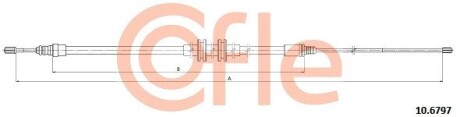 Трос ручного тормоза зад. MEGANE 15- Л./Пр. (1950/1164) COFLE 10.6797 (фото 1)