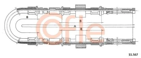 Трос ручника Ford Transit 80-120 86- COFLE 11.567 (фото 1)