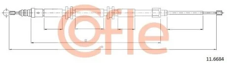 Трос ручних гальм Renault Kangoo 08- 2010/920 mm COFLE 11.6684