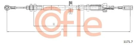 Трос ручного гальма PSA Boxer/Ducato/Jumper 94- 1059/761mm COFLE 1171.7