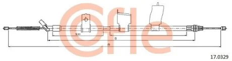 Трос ручного гальма зад. X-TRAIL 08-Л. (1697/1510) COFLE 17.0329 (фото 1)