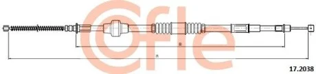 Трос ручного тормоза зад. Mitsubishi Lancer 03-08 Пр. (1525/1308) COFLE 17.2038