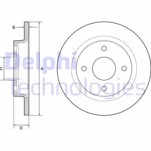 Комплект гальмівних дисків (2 шт) задн Лів/Прав FORD FIESTA VII 1.0-1.5D 05.17- Delphi BG4954C
