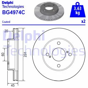 Гальмівний диск передн Delphi BG4974C