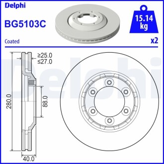 Гальмівний диск Delphi BG5103C