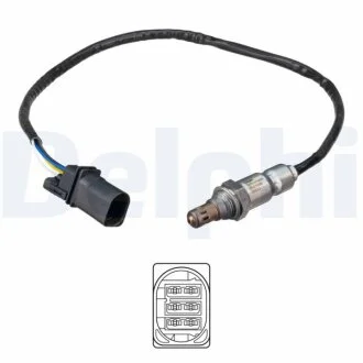 Лямбда-зонд (кількість дротів 5, 540мм) AUDI A3, Q2, Q3 SEAT ALHAMBRA, ARONA, ATECA, IBIZA V, LEON, LEON SC, LEON ST, LEON ST/KOMBI SKODA KAMIQ, KAROQ, OCTAVIA III, OCTAVIA IV 1.2-2.0D 09.11- Delphi ES2105612B1
