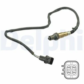 Лямбда-зонд (кількість дротів 4, 400мм) HYUNDAI ACCENT IV, CRETA, ELANTRA V, ELANTRA VI, I20 I, I30, IX20, VELOSTER KIA CARENS III, CEE\'D, CERATO II, CERATO III, CERATO KOUP II 1.4-1.6LPG 03.05- Delphi ES2115712B1