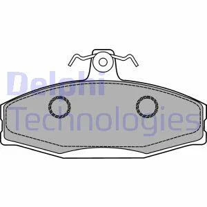 Комплект гальмівних колодок передн, MITSUBISHI COLT I, LANCER F, LANCER I SKODA FAVORIT, FAVORIT FORMAN, FAVORIT/KOMBI, FELICIA CUBE, FELICIA I, FELICIA II VW CADDY II 1.2-1.9D 01.78-04.02 Delphi LP1429