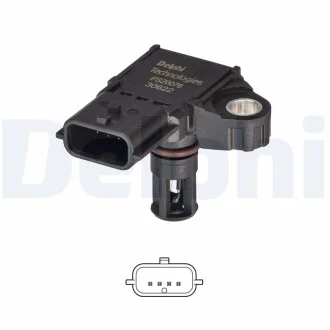 Датчик тиску у впускному колекторі (4 pin) DACIA DOKKER, DUSTER, LODGY, LOGAN II, LOGAN MCV II, SANDERO II RENAULT CAPTUR I, CLIO IV, CLIO IV/HATCHBACK, ESPACE V, FLUENCE H5H470-R9M450 06.08- Delphi PS2007612B1