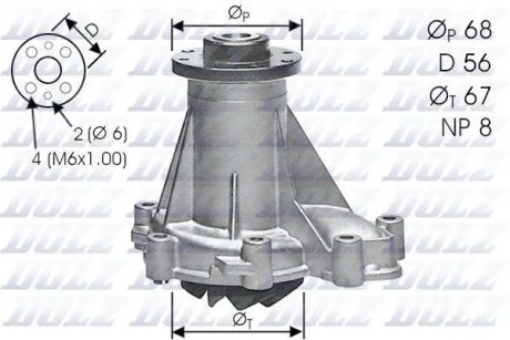 Водяной насос OM601/602 MB207-410/Sprinter 95-00/Vito 96-99 DOLZ M176