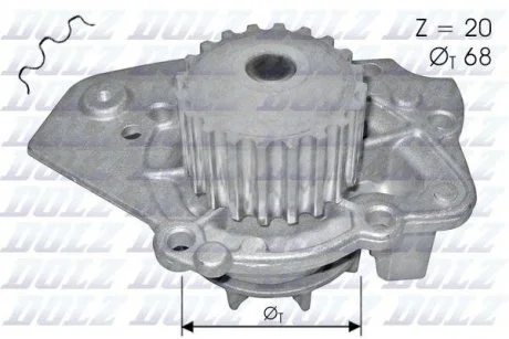 Водяний насос помпа CITROEN BX (XB-_) C15 (VD-_) VISA ZX (N2) / LADA NIVA (2121) / PEUGEOT 205 305 306 309 DOLZ N206