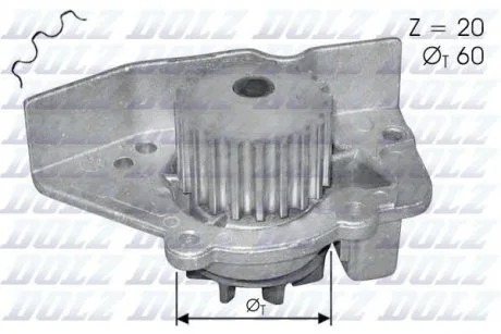 Водяной насос Berlingo/Partner 1.8i 97- DOLZ N405 (фото 1)
