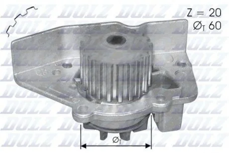 Водяний насос помпа CITROEN XANTIA (X1, X2) XSARA (N1, N2) XSARA PICASSO (N68) ZX (N2) / PEUGEOT 306 (7B, N DOLZ N406