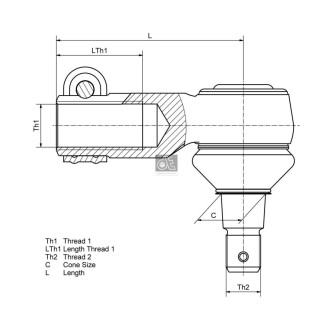 Наконечник рульової тяги, M26*1.5R/M24*1.5 DT 1.19174 (фото 1)