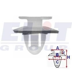 Клипса обивки двери (к-т:10 шт) размер:A = 13,1mm/B = 9,4mm/C = 17,2mm/d = 3,2mm/H = 16,7mm ELIT R 11361