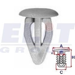 Клипса багажника (к-т:10 шт) размер:A = 13,6mm/B = 8,7mm/C = 9,9mm/H = 19,9mm ELIT R 11450