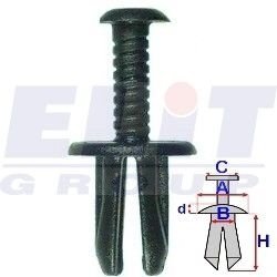 Дюбель багажника (к-т: 10 шт):A = 17,8mm/B = 7,5mm/C = 9,8mm/d = 2mm/H = 20mm ELIT R 20000 (фото 1)