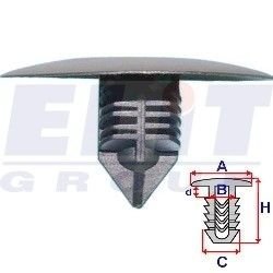 Клипса подкрылков (к-т:10 шт) размер:A = 36mm/B = 10,4mm/C = 10,7mm/H = 25,3mm ELIT R 50129Z