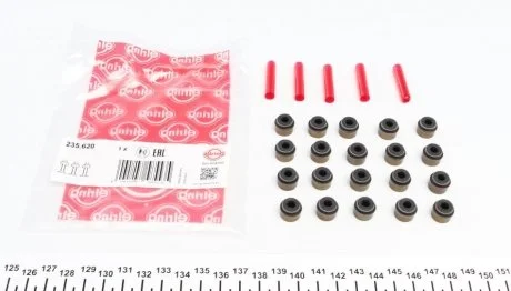 Комплект сальників клапана (6) AUDI A3, A4 B5, A4 B6, A4 B7, A6 C4, A6 C5, A6 C6, A8 D2, A8 D3, ALLROAD C5, CABRIOLET B3, R8, R8 SPYDER, TT LAMBORGHINI GALLARDO, GALLARDO SPYDER 1.8-5.2 11.94- ELRING 235.620