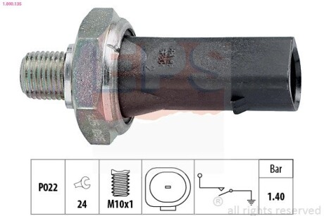 Датчик давления масла (1.2 bar) Ford Galaxy 2.8 95-, VW 1.6-4.2 06A 919 081A / D / E EPS 1.800.135