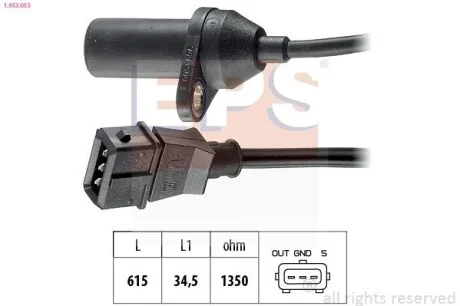 Датчик положения к / вала Fiat Punto, Palio Weekend (178DX) 96- EPS 1.953.053