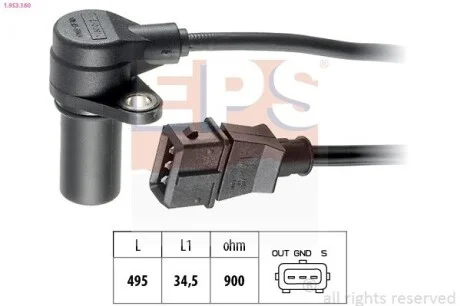 Датчик обертів колінвалу Opel Astra G / Frontera B / Omega B EPS 1.953.160
